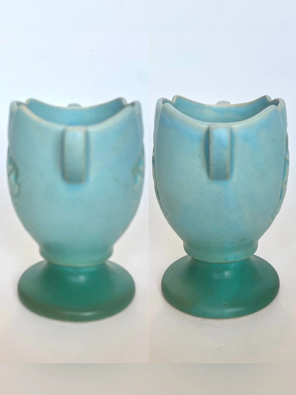 Roseville Silhouette 779-5 Vase Aqua Blue Seafoam Oak Leaf Urn Flower Arrranger